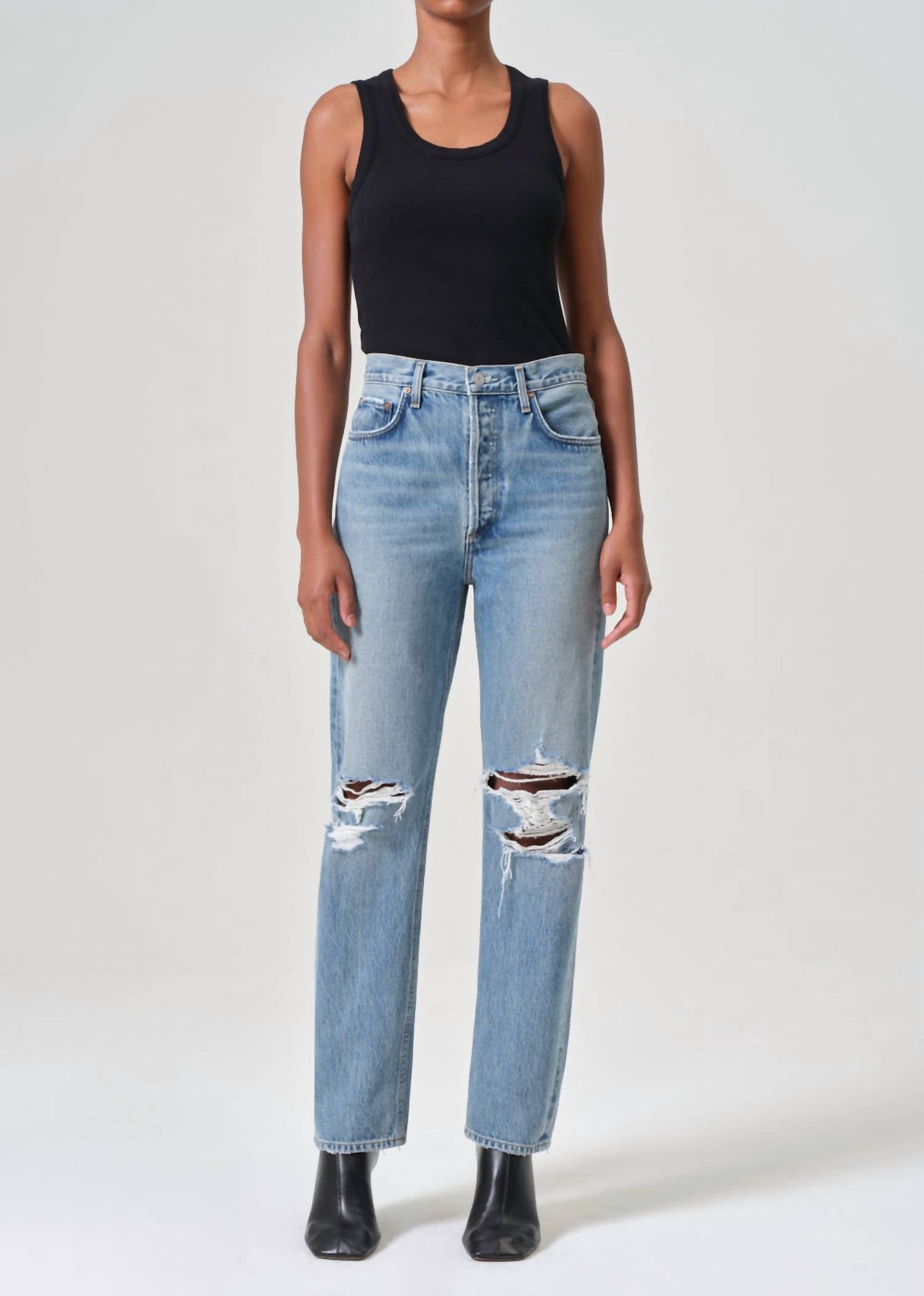 Agolde - '90s Pinch Waist Ripped High Waist Straight Leg Jeans