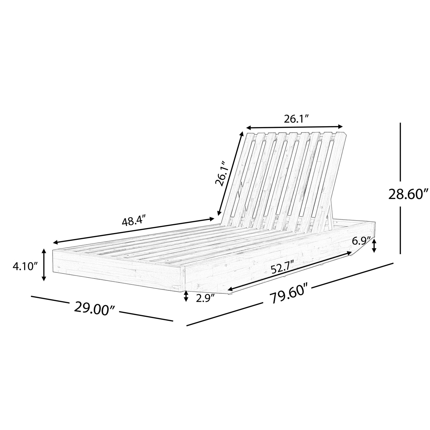Acacia Wood Chaise Lounge with Teak Finish and Water-Repellent Cushion