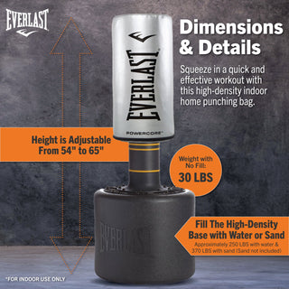 Everlast Powercore Bolsa de treinamento fitness autônoma para ambientes internos, arredondada e resistente