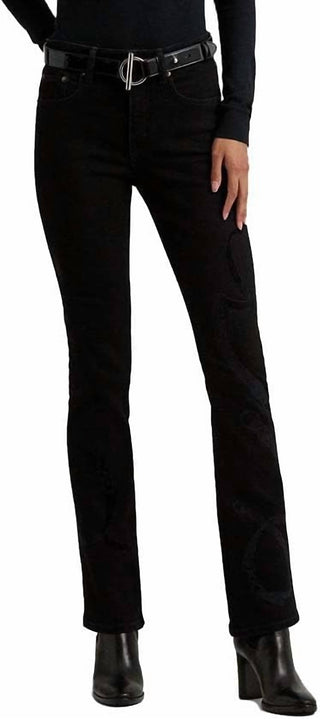 Ralph Lauren - Calça Jeans Bootcut Flocked de Cintura Alta
