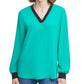 Calvin Klein Women s V Neck Solid Top Green Size Medium