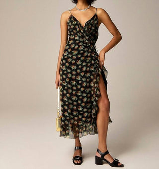 J.Crew - Vestido envelope esvoaçante em estampa floral sunburst