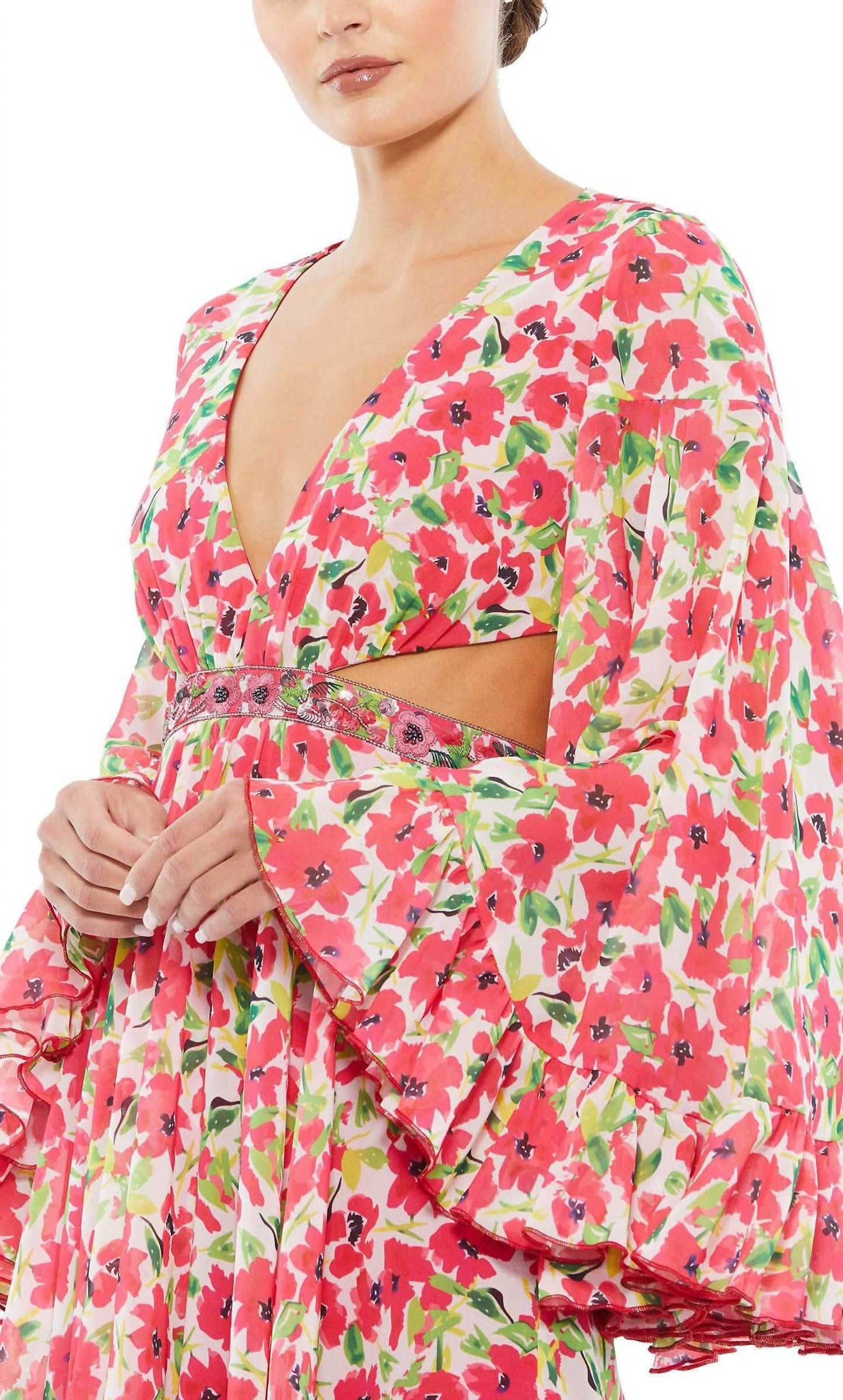 Mac Duggal - Floral Printed Short Bell Dress