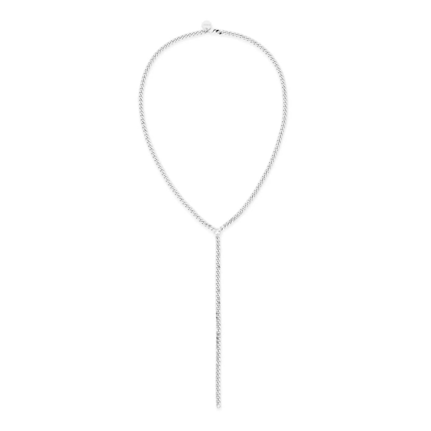 Eklexic - Women's Micro Link Curb Chain Lariat Necklace