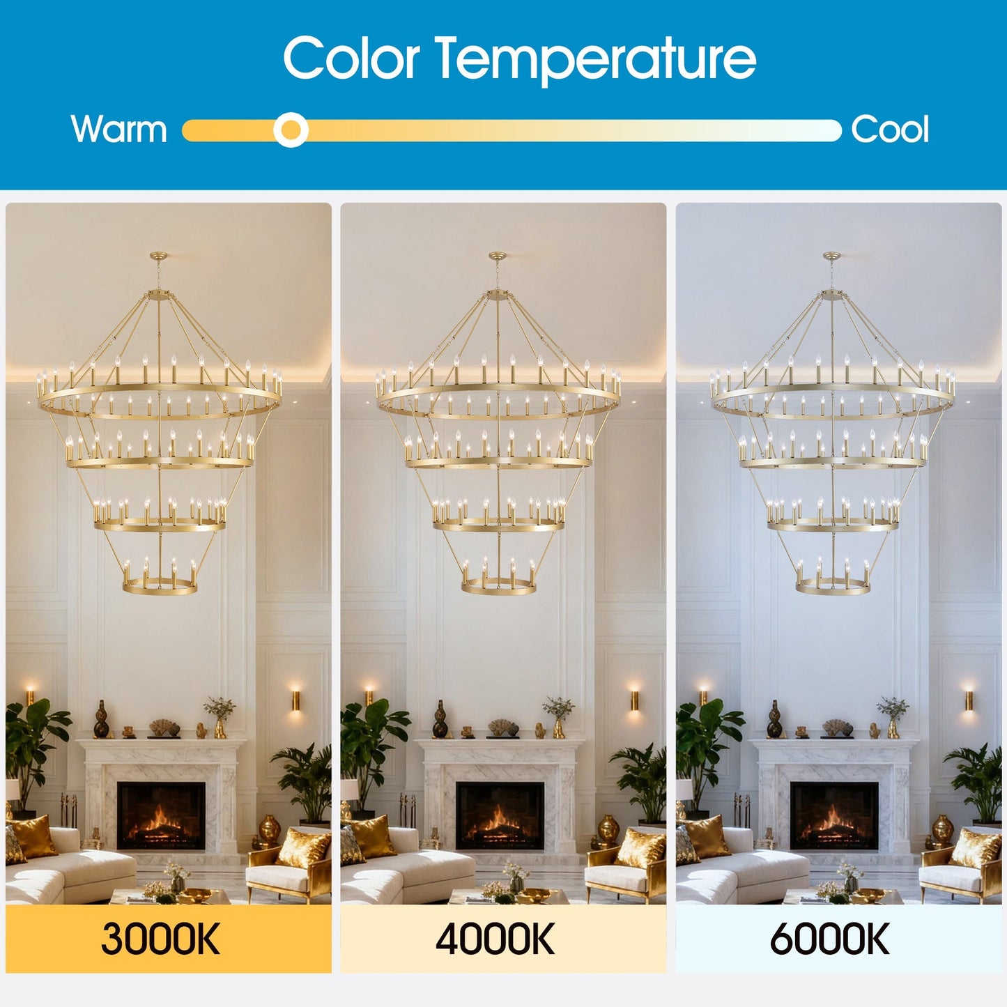 70.87 Inch 3-Tier Wagon Wheel Chandelier