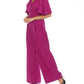 Joseph Ribkoff - Flutter Sleeves Wide Leg Jumpsuit