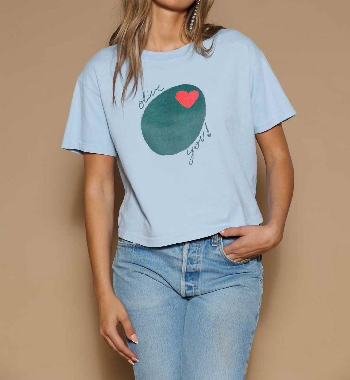 All Us - Olive You Cropped Tee