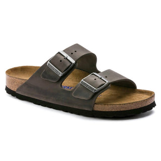 Birkenstock - Sandálias femininas Arizona de couro oleado com palmilha macia - Regular/larga