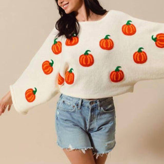 So Me - Pretty Pumpkin Halloween Thanksgiving Sweater Top