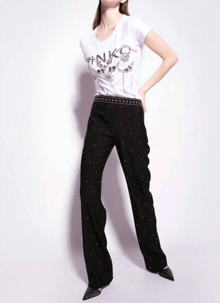 Pinko - Calça Pepita com Cós com Tachas