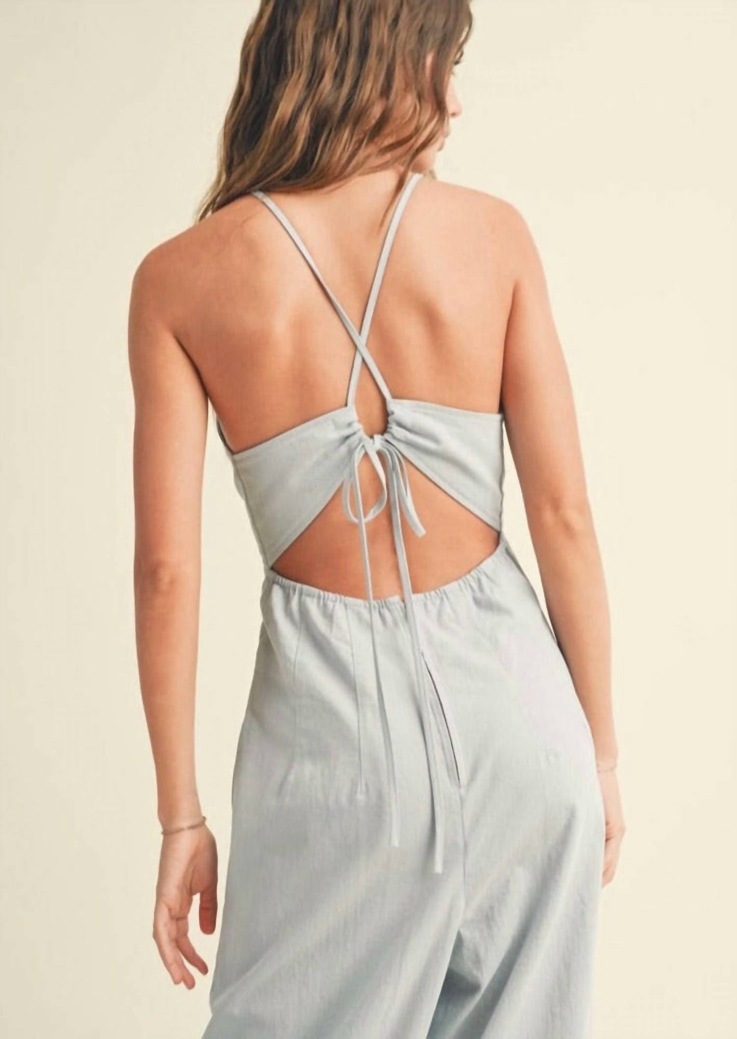 Miou Muse - Washed Cotton Halter Jumpsuit