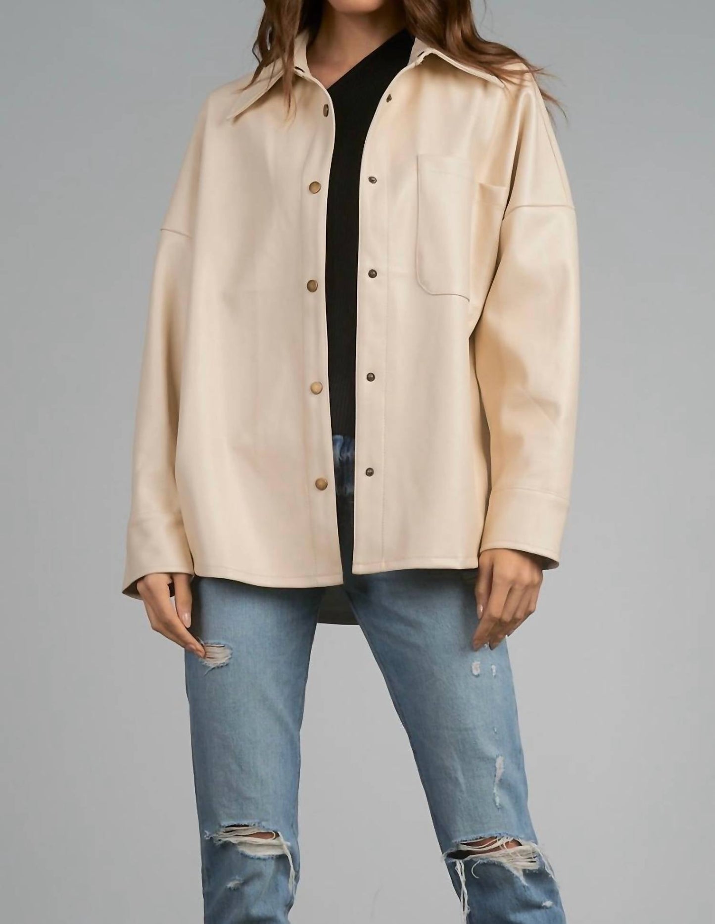 Elan - Frost faux leather Shacket