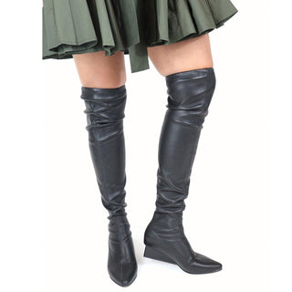 All Black - Botas femininas com borda quadrada