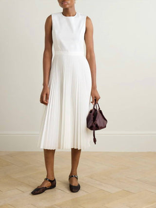 Teoria - Vestido midi plissado em popeline