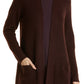 Eileen Fisher Simple Patch Pocket Merino Wool Cardigan in Cassis, Size Medium