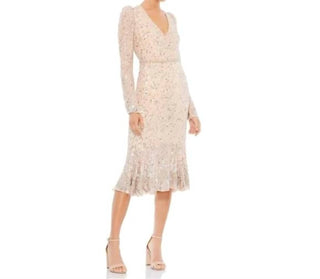 Mac Duggal - Vestido de lantejoulas com bainha e cinto adornados