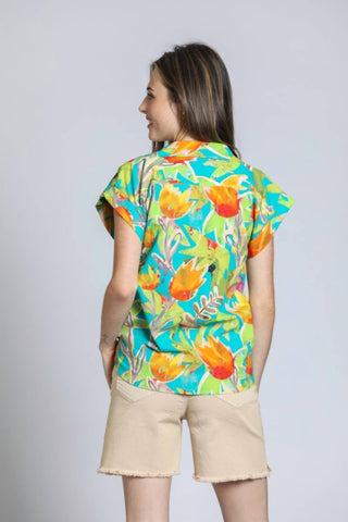 Apny - Blusa feminina estampada e envolvente
