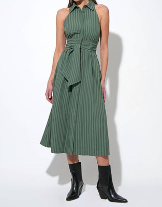 Adelyn Rae - Rosa Flutter Halter Collared Midi Dress