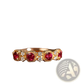 18k Gold Plated Pigeon Blood Ruby and Diamond Band Ring