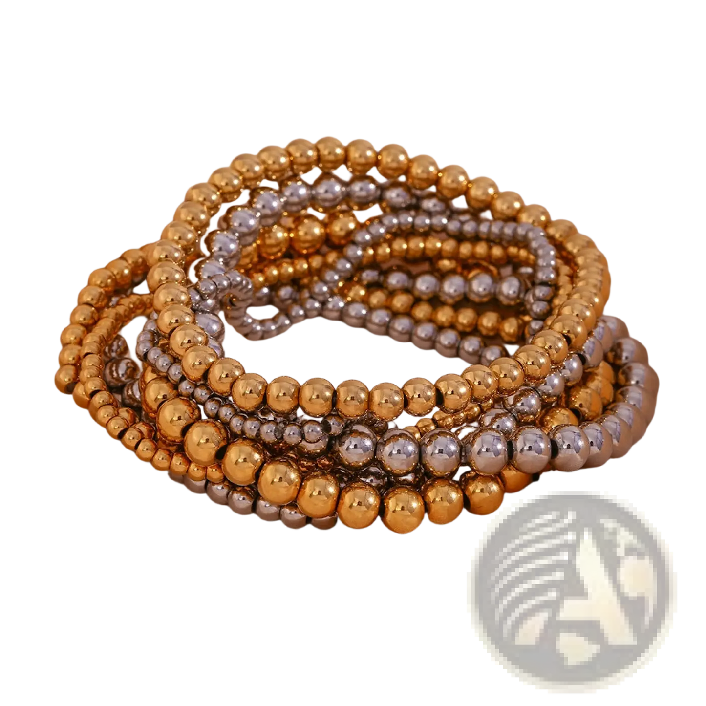 18k Gold Plated Stainless Steel Elastic Bead Bracelet