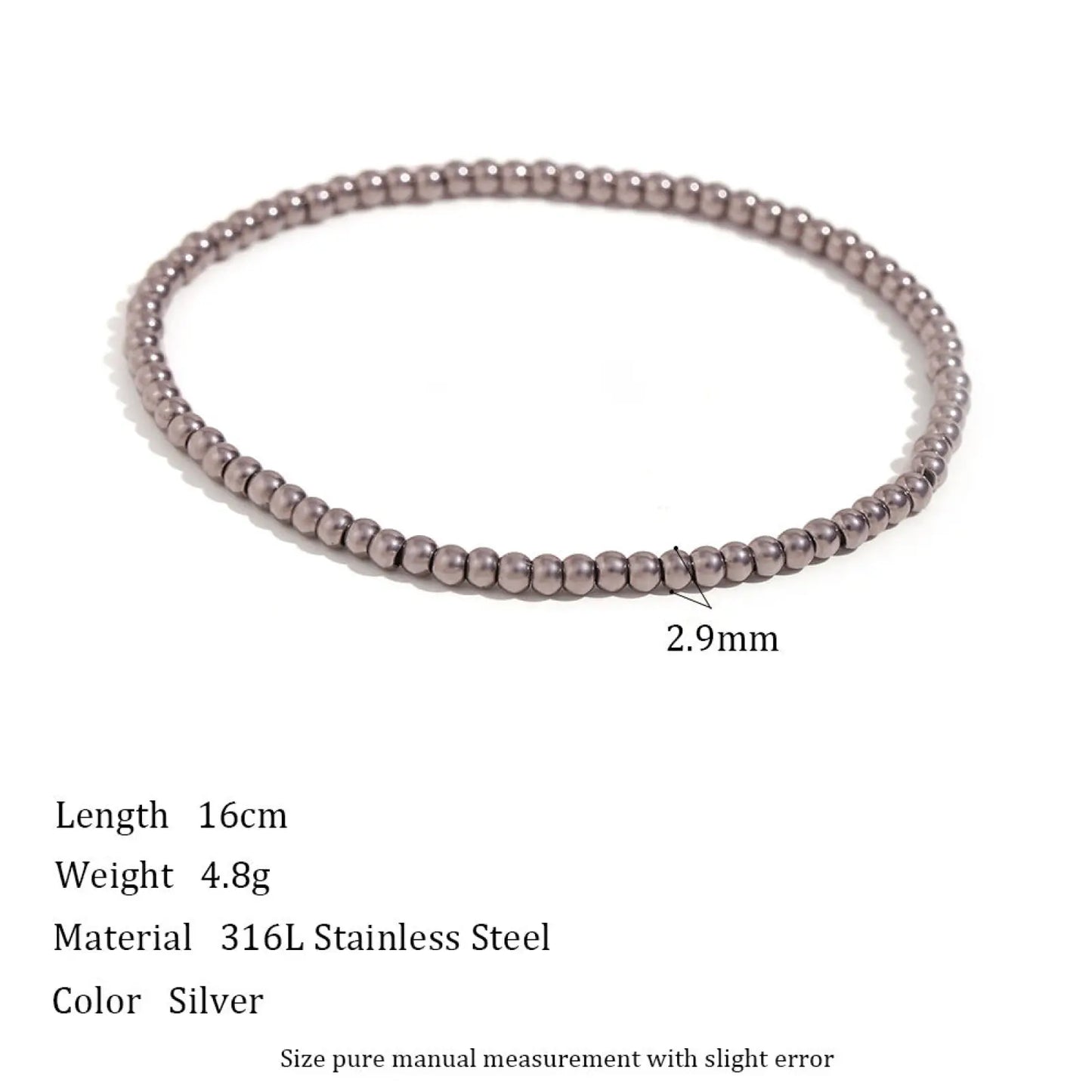 18k Gold Plated Stainless Steel Elastic Bead Bracelet