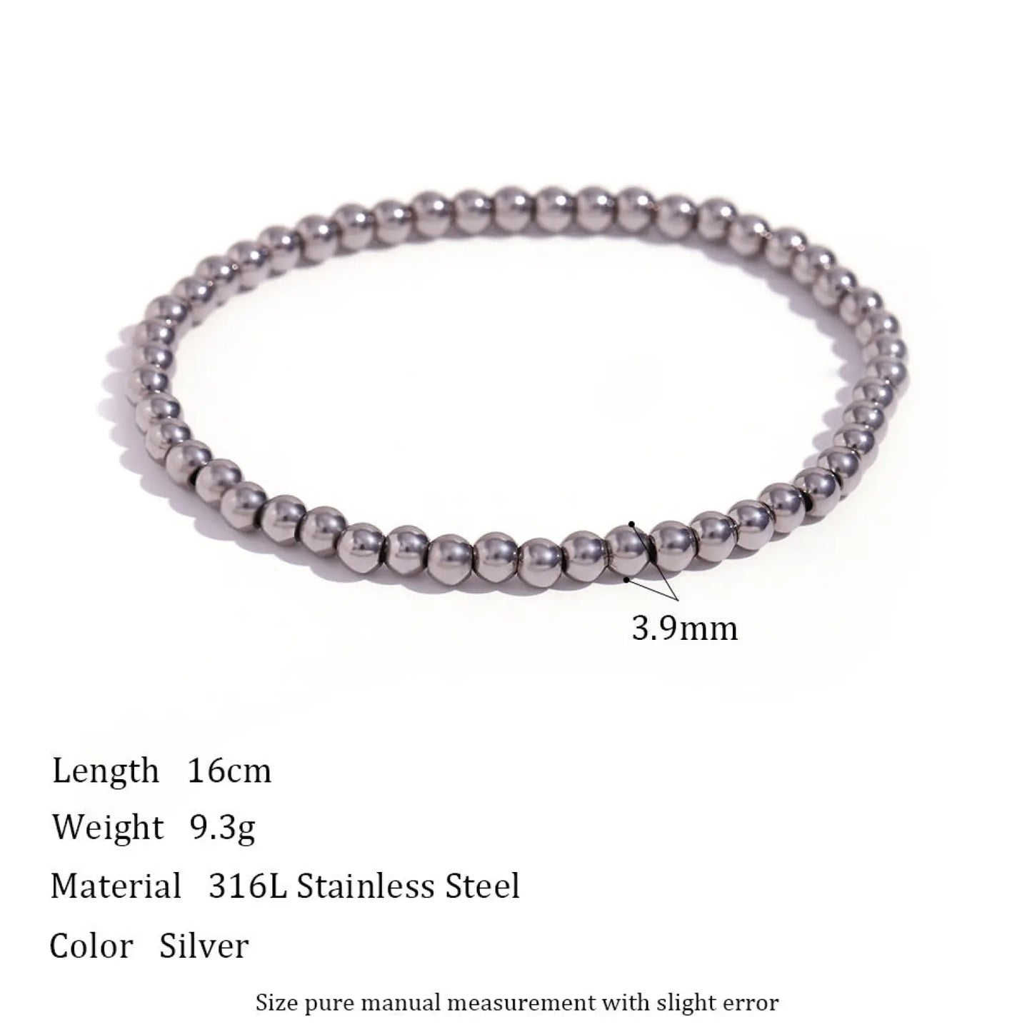 18k Gold Plated Stainless Steel Elastic Bead Bracelet