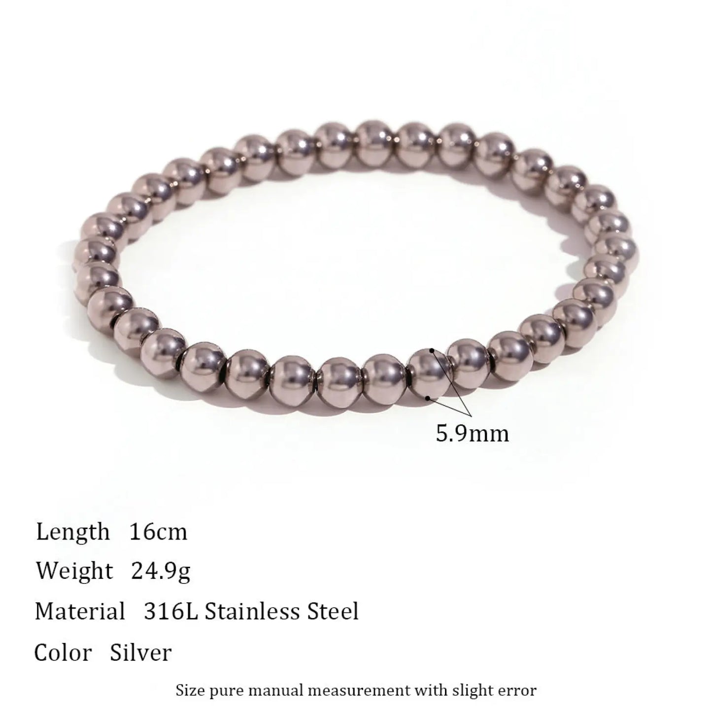18k Gold Plated Stainless Steel Elastic Bead Bracelet