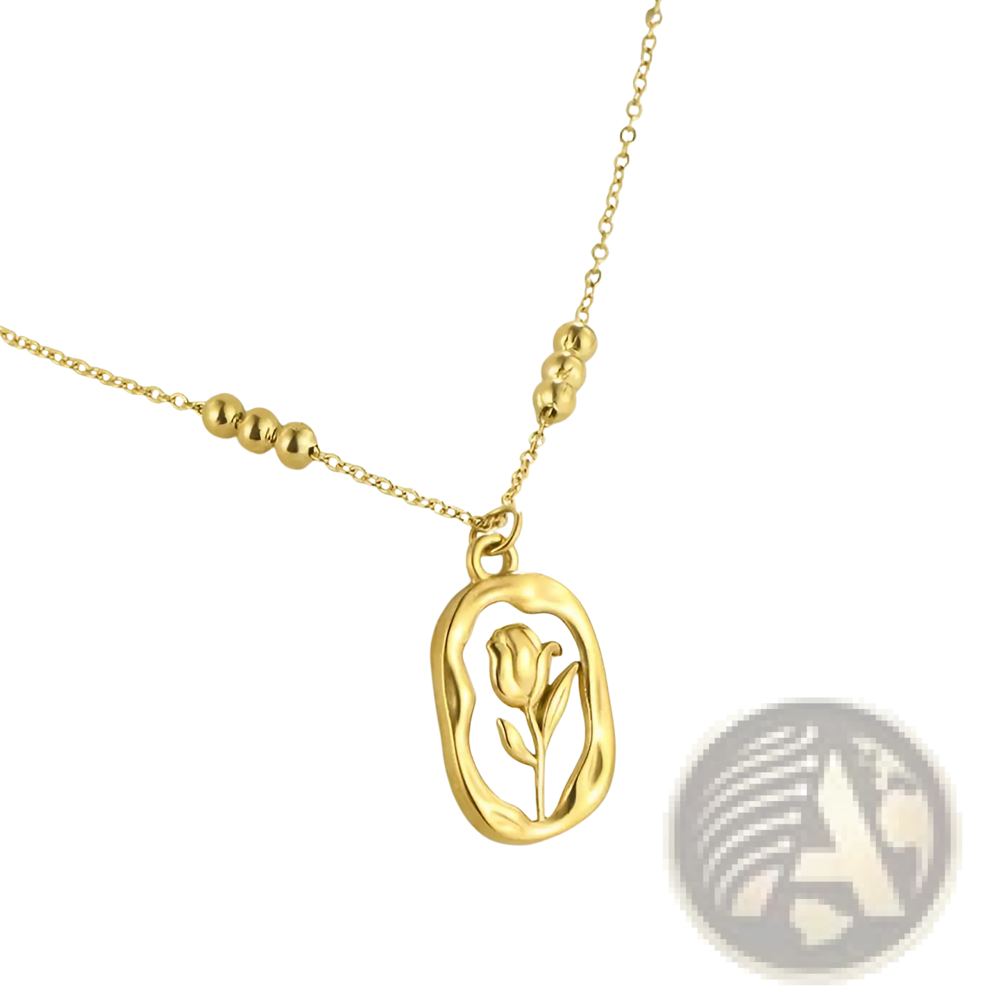 18k Gold Plated Stainless Steel Tulip Shell Pendant Necklace