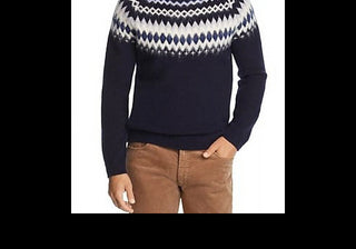 Suéter Fair Isle de lã merino da Bloomingdale's, azul, da loja masculina