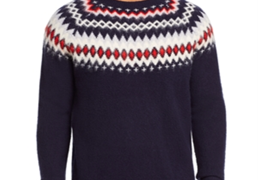 Suéter Fair Isle de lã merino da Bloomingdale's, azul, da loja masculina