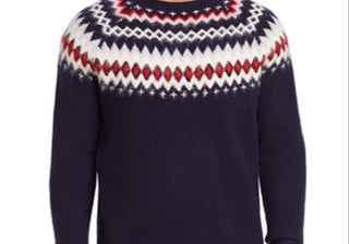 Suéter Fair Isle de lã merino da Bloomingdale's, azul, da loja masculina