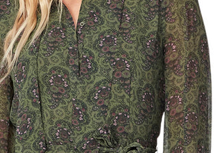 Vestido de seda Vittoria verde-exército feminino Paige tamanho extragrande