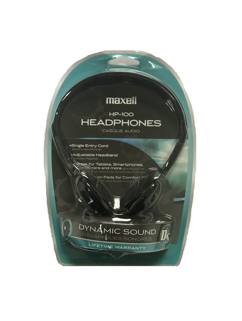 Fones de ouvido estéreo Maxell Dynamic Sound HP-100 em preto