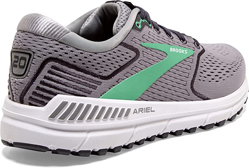 Tênis de corrida feminino Brooks Ariel '20, liga metálica/preto perolado/verde
