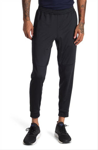 Calça de moletom masculina Brooks Spartan preta com bolso e zíper, tamanho grande