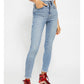 Legging jeans curta de cintura alta Free People, skinny, azul índigo, tamanho 29
