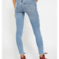Legging jeans curta de cintura alta Free People, skinny, azul índigo, tamanho 29