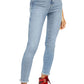 Legging jeans curta de cintura alta Free People, skinny, azul índigo, tamanho 29