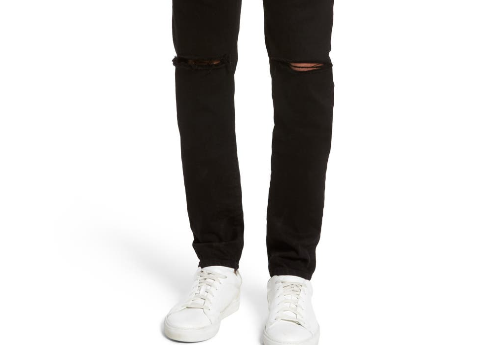 Calça jeans skinny fit FRAME L'Homme com fendas pretas, tamanho 33