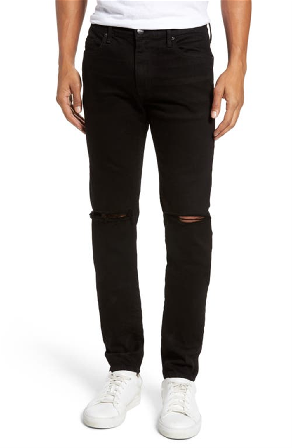 Calça jeans skinny fit FRAME L'Homme com fendas pretas, tamanho 33
