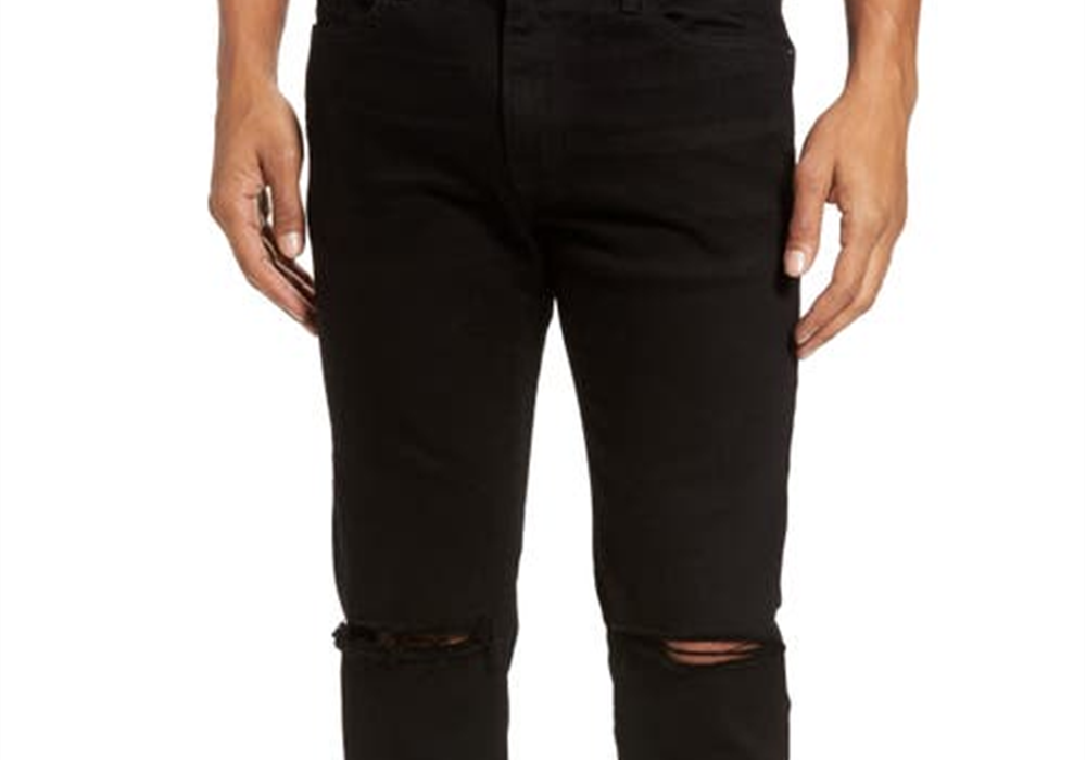 Calça jeans skinny fit FRAME L'Homme com fendas pretas, tamanho 33