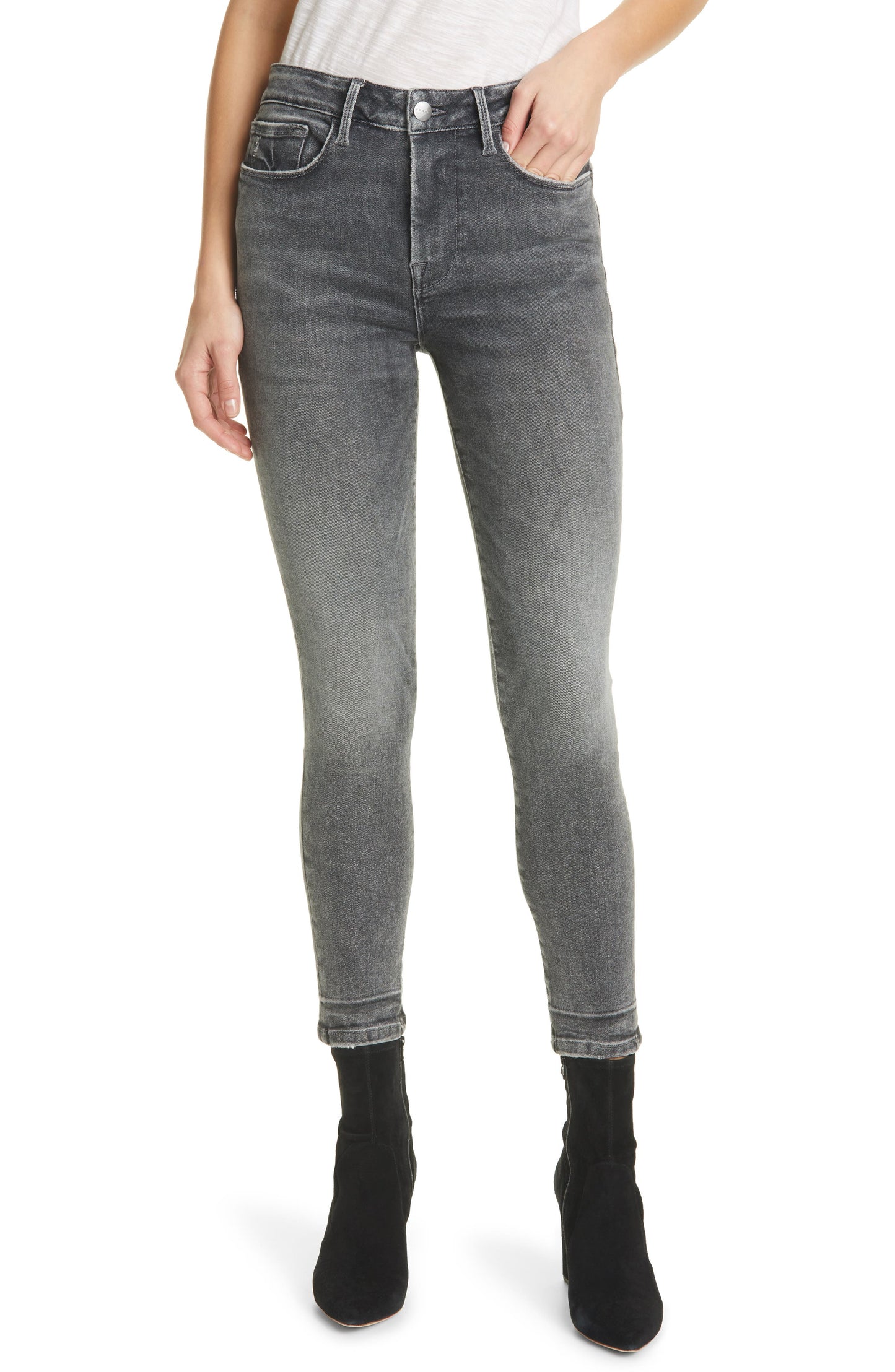Calça jeans skinny cropped de cintura alta FRAME Le One, Hughes, tamanho 2