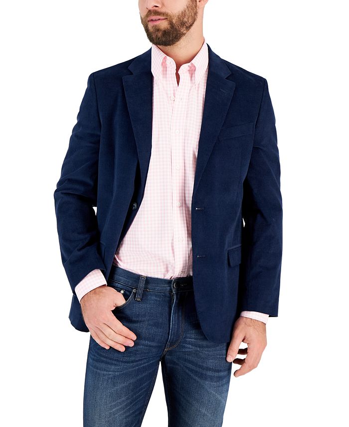 Casaco esportivo masculino Nautica Modern-Fit Active Stretch Veludo cotelê azul