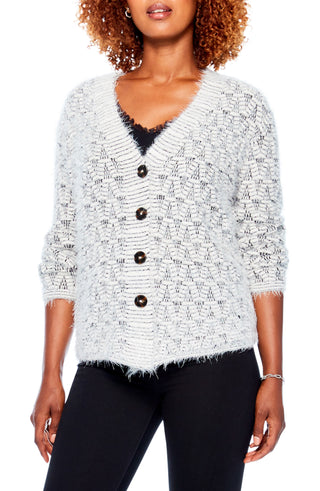 Cardigan NIC+ZOE Fluffy Mix em mistura neutra tamanho grande