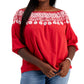Tommy Hilfiger Top feminino ombro a ombro bordado vermelho