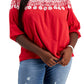Tommy Hilfiger Top feminino ombro a ombro bordado vermelho