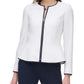 Jaqueta Tommy Hilfiger Feminina com Zíper Frontal e Acabamento Contrastado, Branca, Tamanho 12