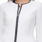 Jaqueta Tommy Hilfiger Feminina com Zíper Frontal e Acabamento Contrastado, Branca, Tamanho 12