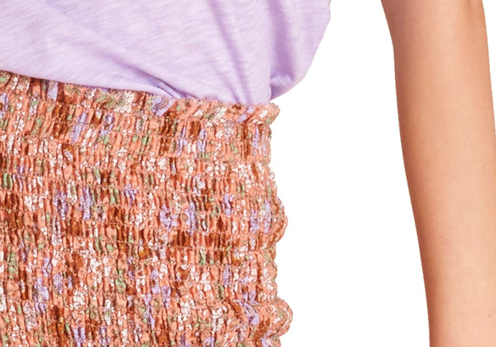 Minissaia Melodie tamanho 6 da Veronica Beard com estampa floral coral