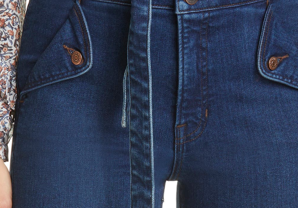 Calça jeans flare slim de cintura alta Veronica Beard Giselle em Oxford lavado, tamanho 24